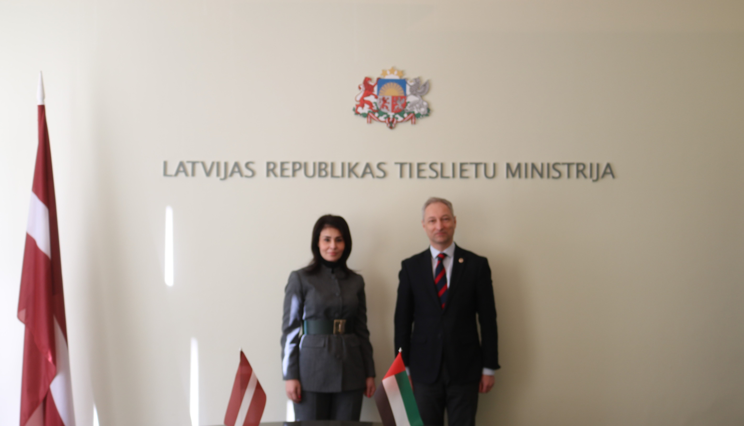 Tieslietu ministrs Jānis Bordāns tiekas ar AAE vēstnieci Latvijā V.E. Hananu Al Alīli