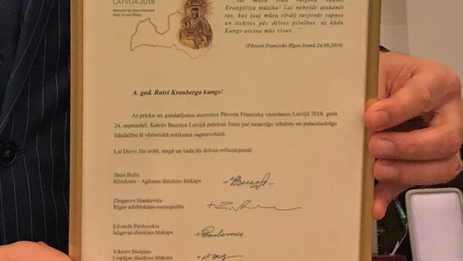 Katoļu Baznīca Latvijā pateicas Tieslietu ministrijai par Pāvesta vizītes organizēšanu!