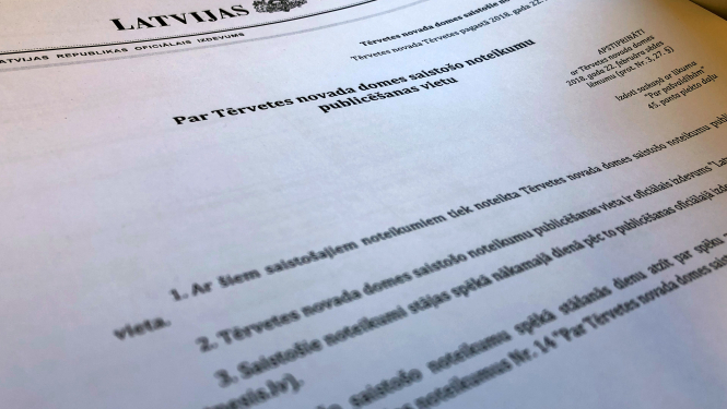 Tērvetes novads par saistošo noteikumu publicēšanas vietu izvēlas “Latvijas Vēstnesi”