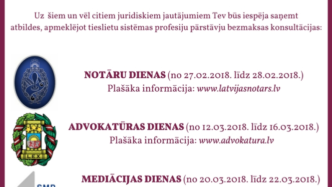 Aicinām uz preses konferenci par iespēju iedzīvotājiem apmeklēt bezmaksas brīvo juridisko profesiju sniegtās konsultācijas