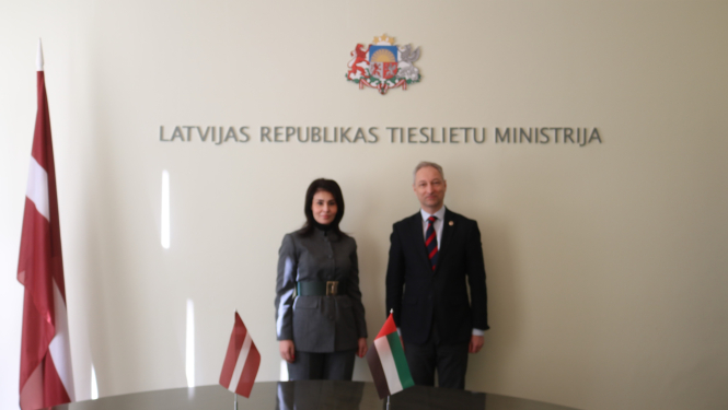 Tieslietu ministrs Jānis Bordāns tiekas ar AAE vēstnieci Latvijā V.E. Hananu Al Alīli
