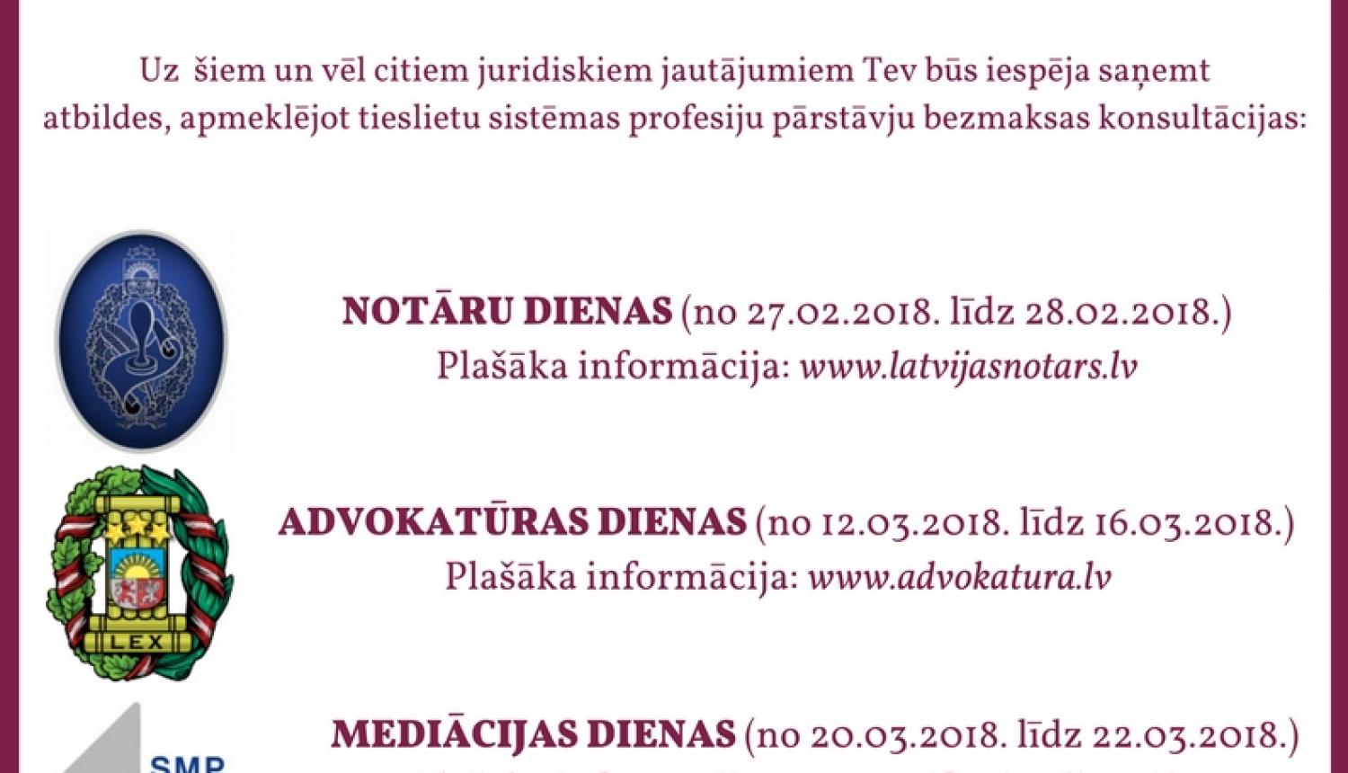 Aicinām uz preses konferenci par iespēju iedzīvotājiem apmeklēt bezmaksas brīvo juridisko profesiju sniegtās konsultācijas