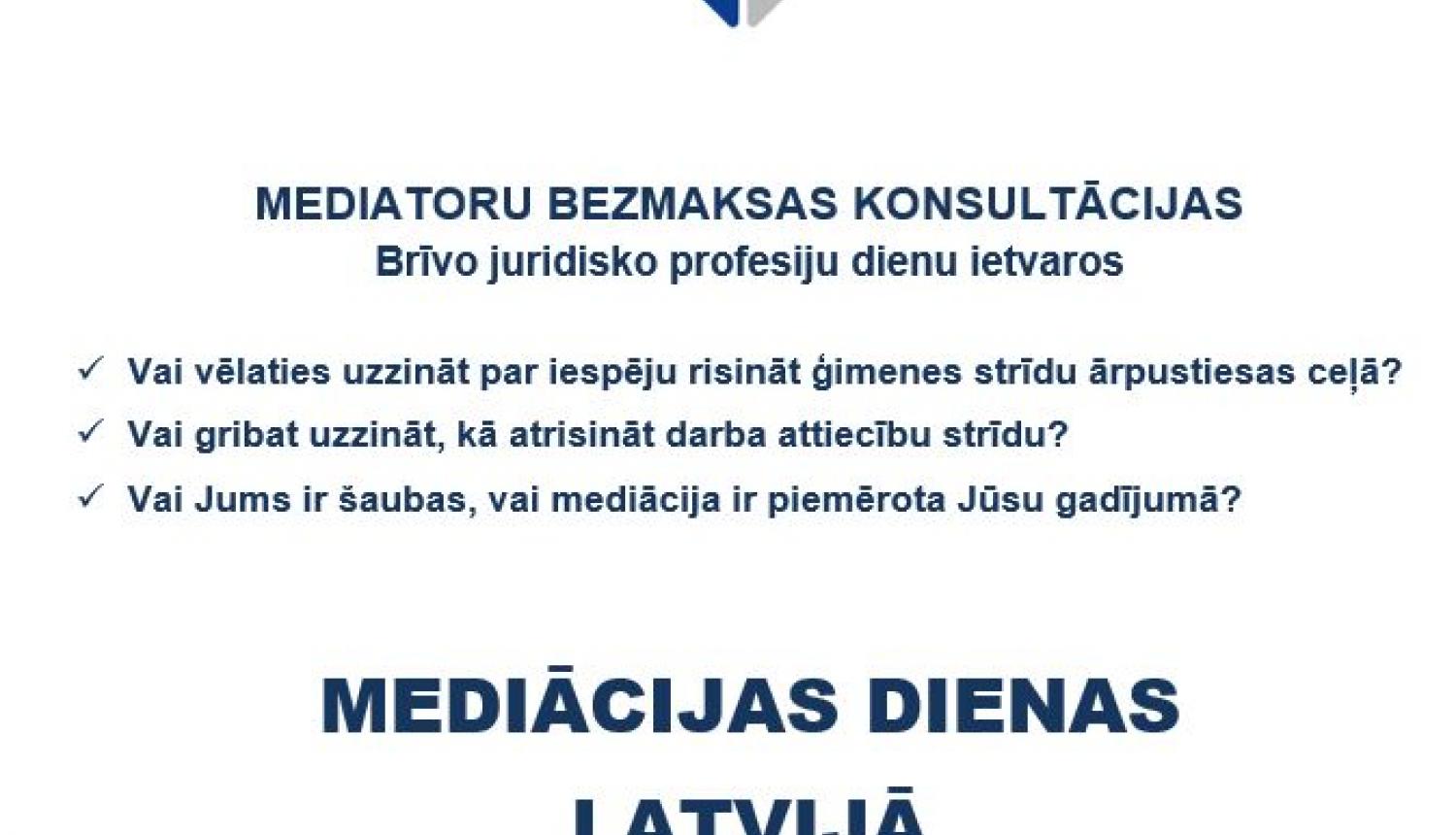 No 20. līdz 22. martam visā Latvijā norisināsies Mediācijas dienas